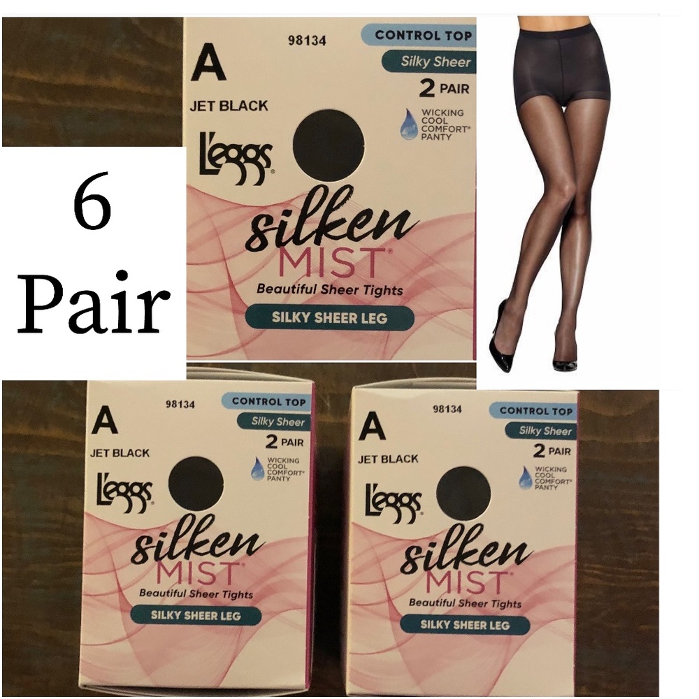 Jet Black Control Top Pantyhose